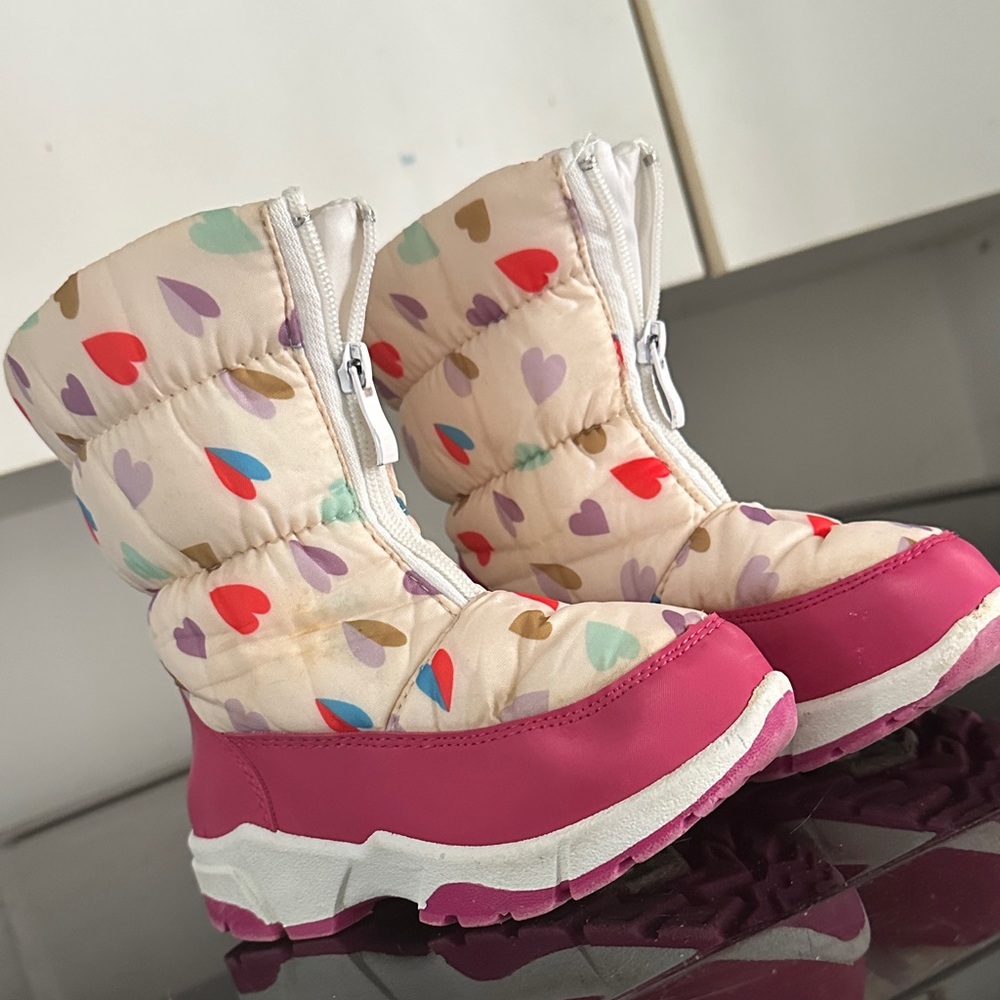 Colorful Heart Pattern Kids Snow Boots
